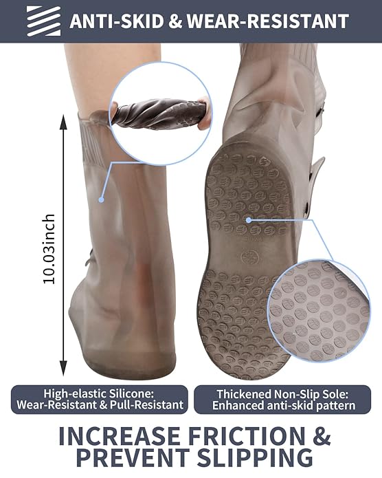 Silicone Rain Shoe Covers (Free Size - Fit For All)-10 inch tall